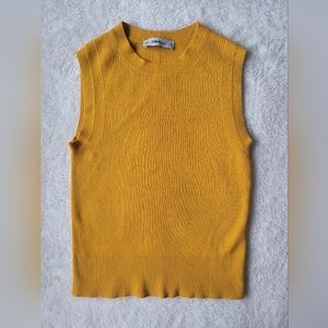 ZARA Knit Sleeveless Basic Top Mustard Yellow